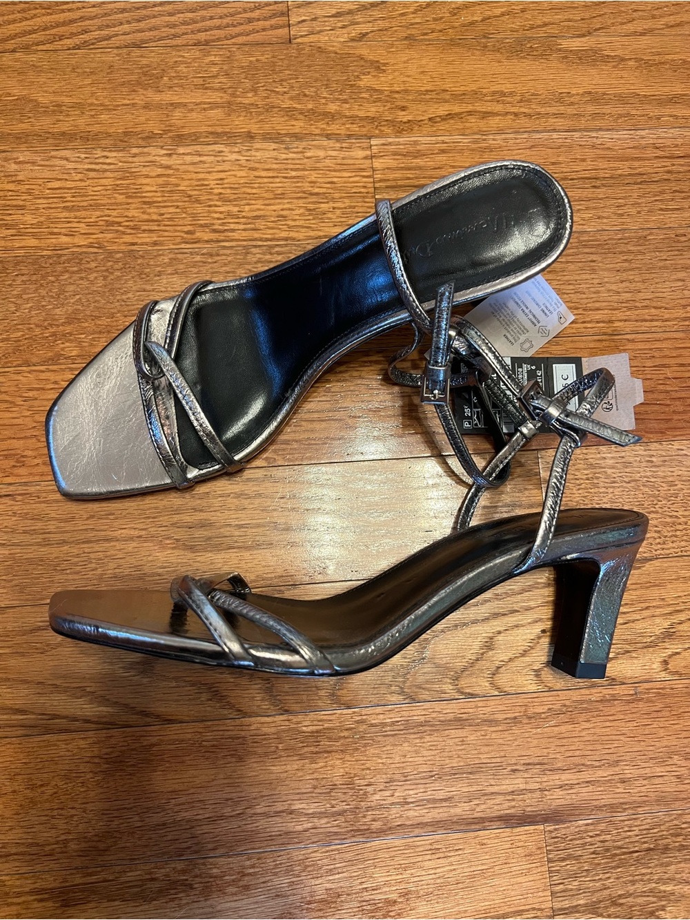 Massimo Ditti Metallica Strappy Block Heel Sandals - Women sz39